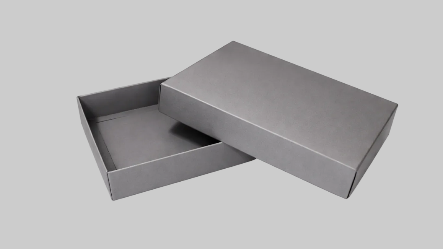 Premium gri karton hediye kutusu – modern tasarım